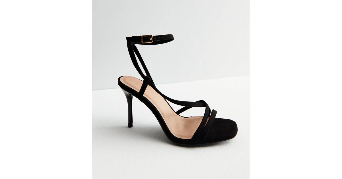 Nella Strappy Wedge Heel Suedette Sandals in Black - Larena Fashion