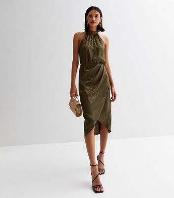 Satin khaki outlet dress