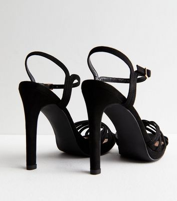 Black 2 strap heels sale