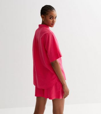 new look pink linen shirt