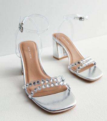 New Look multistrap heeled sandal in off-white | ASOS