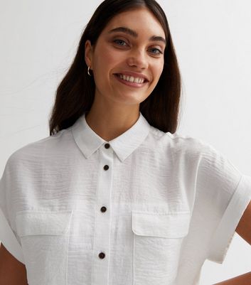 White Short Sleeve Pocket Front Shirt | New Look