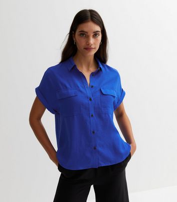 Bright Blue Short Sleeve Pocket Front Shirt