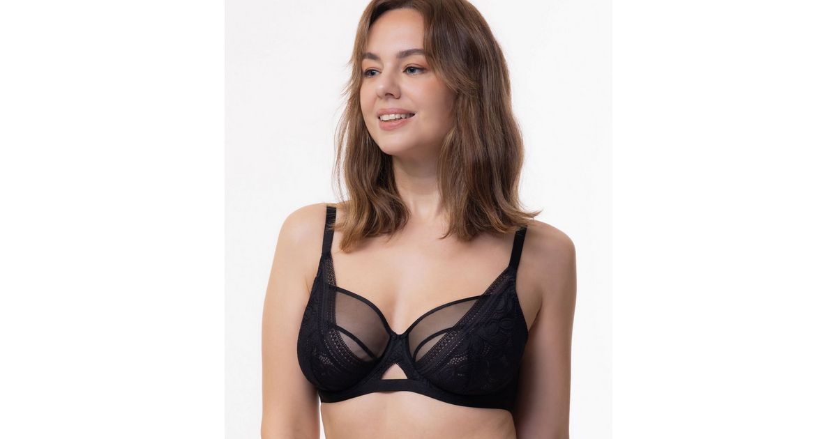 Dorina Curve Astrid non padded bra with lace detailing in black