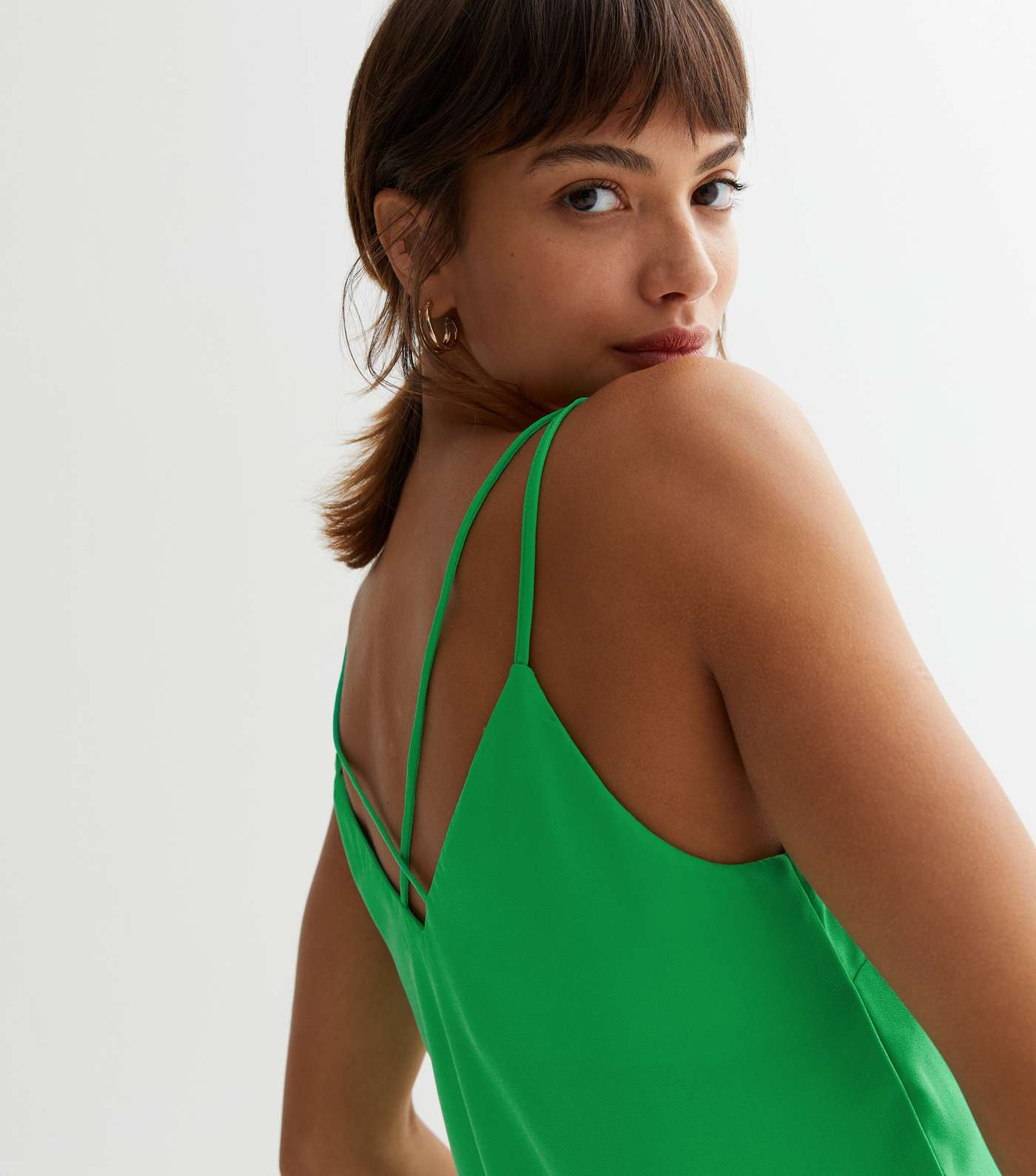 Green Cross Back Strappy Cami Top Image 2