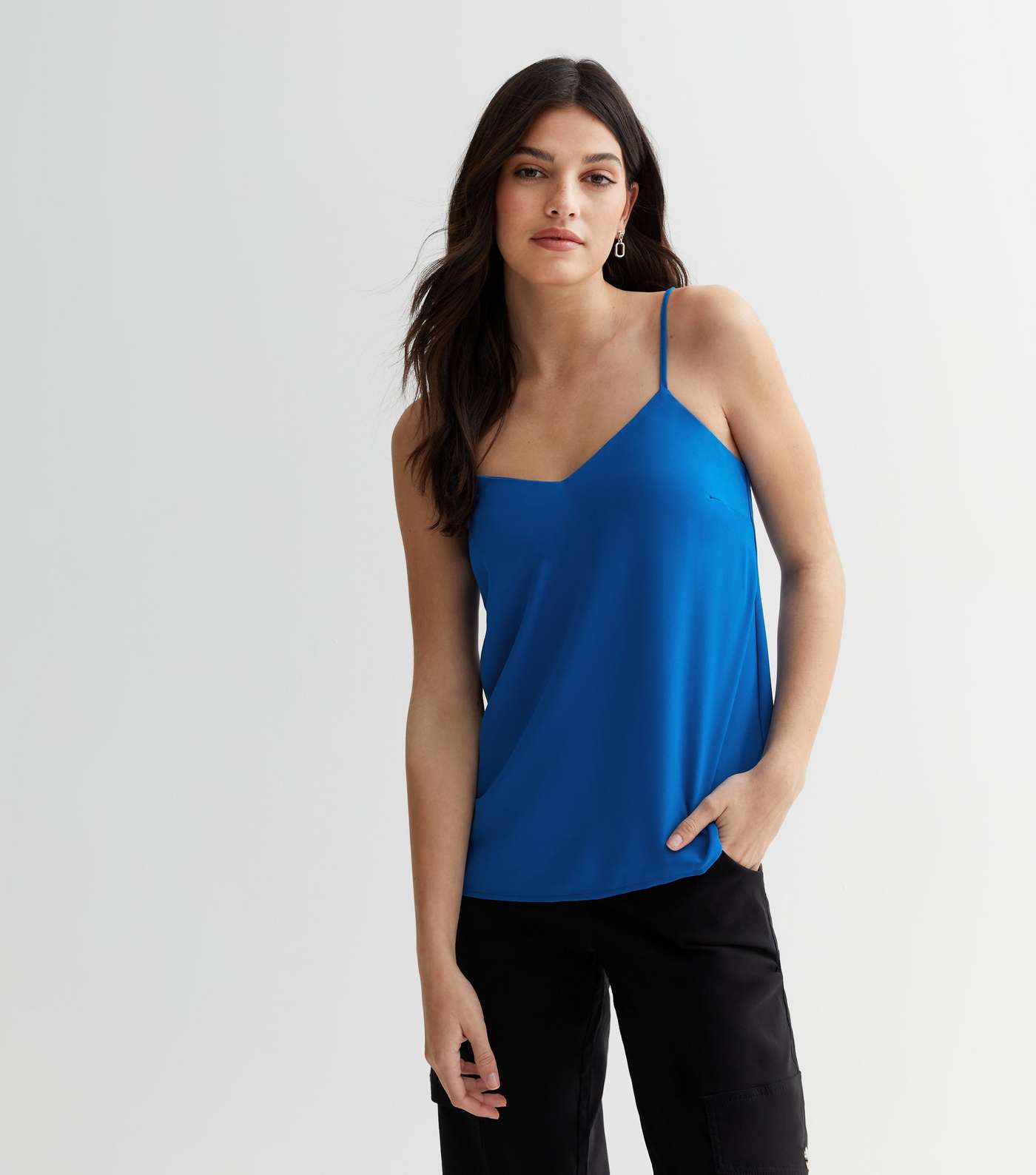 Blue Cross Back Strappy Cami Top