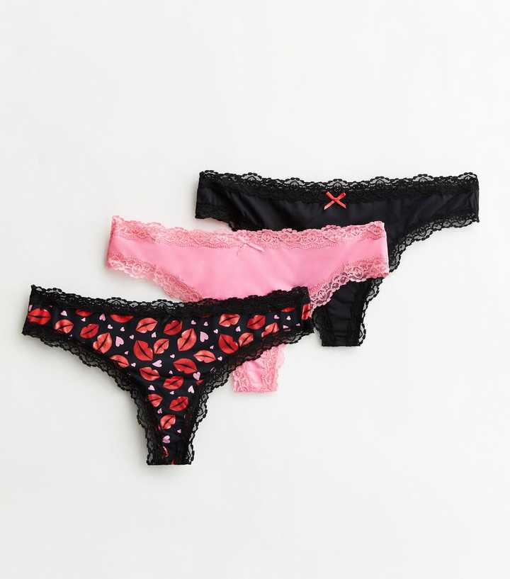 Heart Print Panties with Lace Trim - PIXIE - IMP FOND ROSE - ETAM