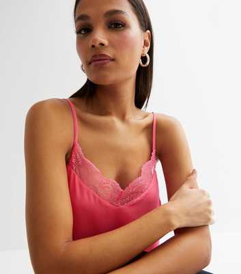 Bright Pink Lace Trim Cami