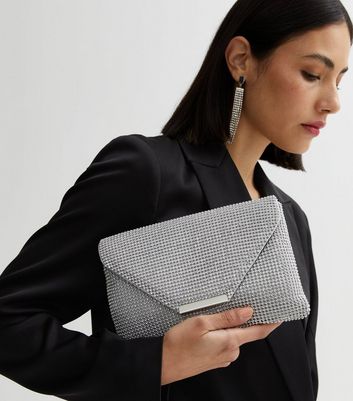 Silver clutch bag new look sale