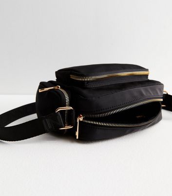 Black Utility Logo Strap Cross Body Bag New Look