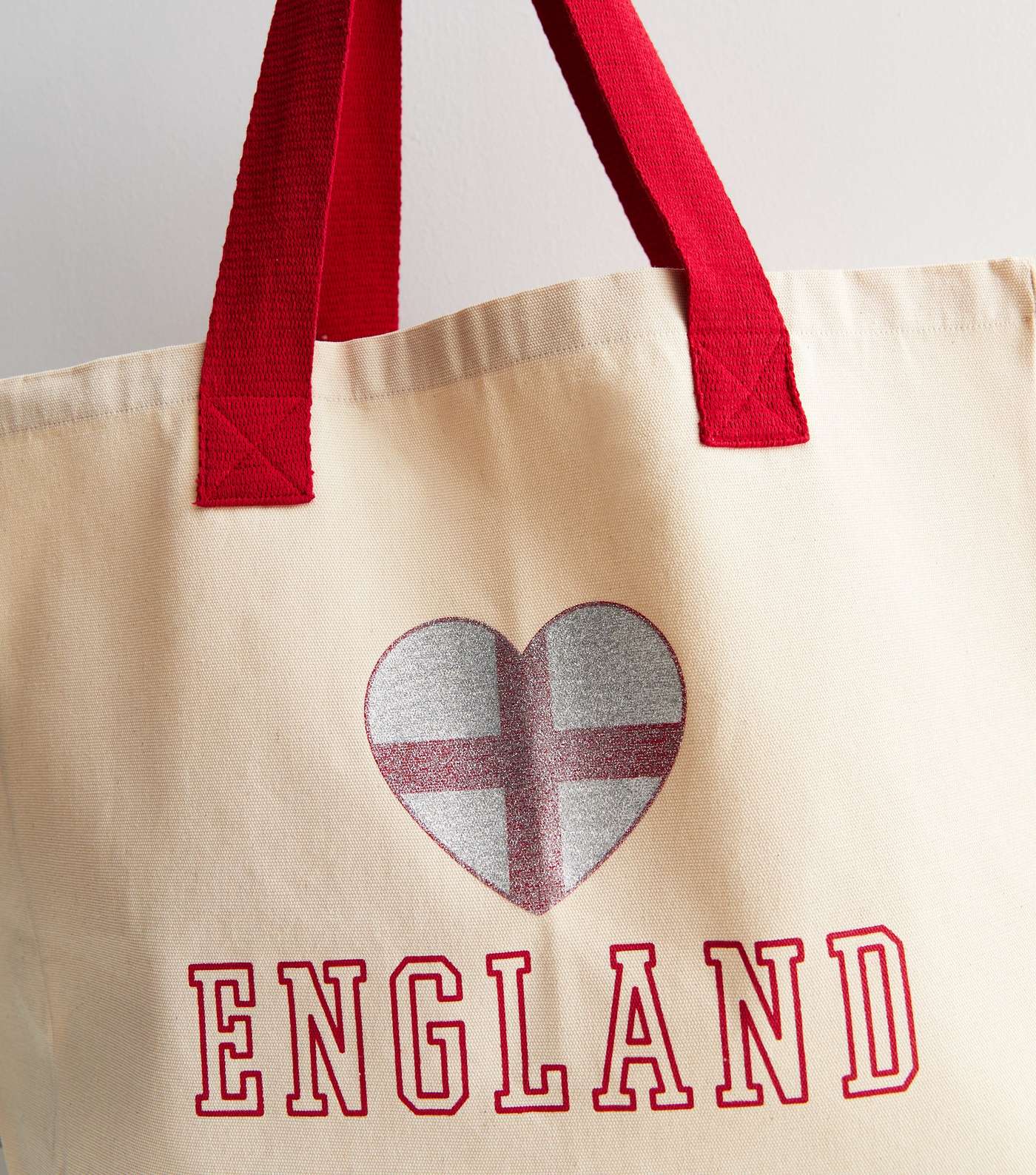 Cream England Football Glitter Logo Tote Bag Image 3