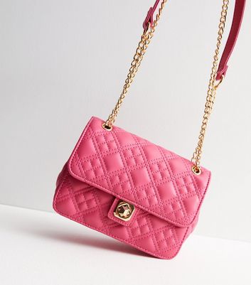 Pink Quilted Pu Chain-Strap Purse