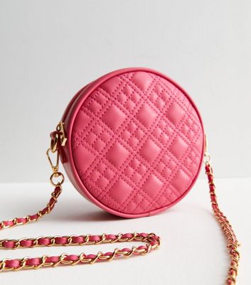 Bright Pink Quilted Structured Cross-Body Bag