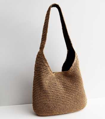 Stone Straw Effect Slouch Tote Bag