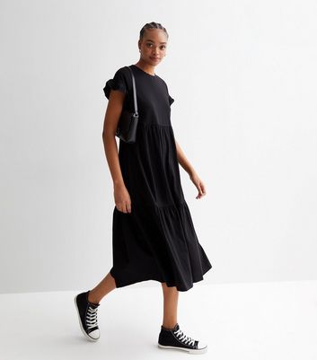 Black smock 2024 midi dress