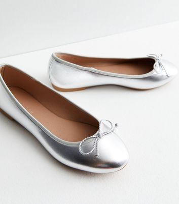 Womens silver deals ballet pumps