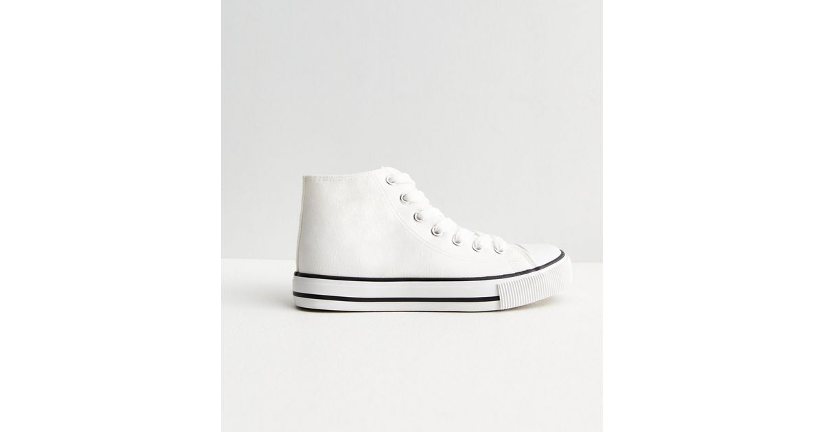 White Canvas High Top Trainers New Look