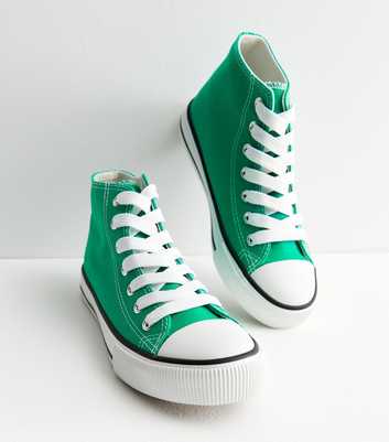Green Canvas High Top Trainers