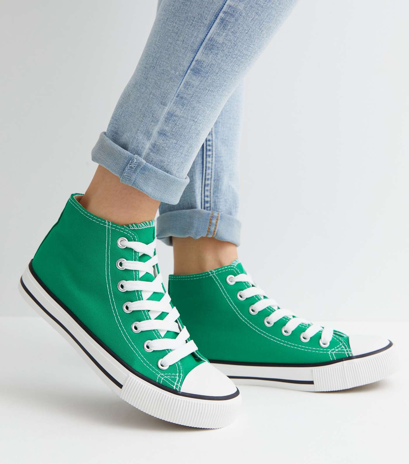 Green Canvas High Top Trainers Image 2