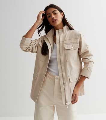 Stone High Neck Pocket Front Jacket