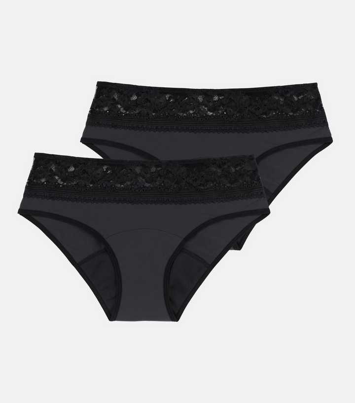 Dorina Eco Moon 2 Pack Black Lace Hipster Period Briefs