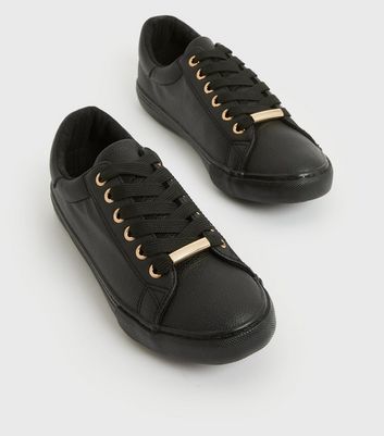 Ladies black leather on sale trainers size 6