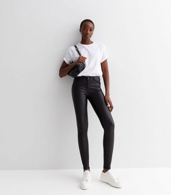 Vero Moda Black Coated Leather-Look Skinny Jeans