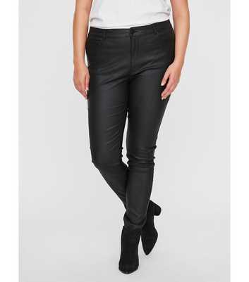 Vero Moda Curves Black Leather-Look Skinny Trousers