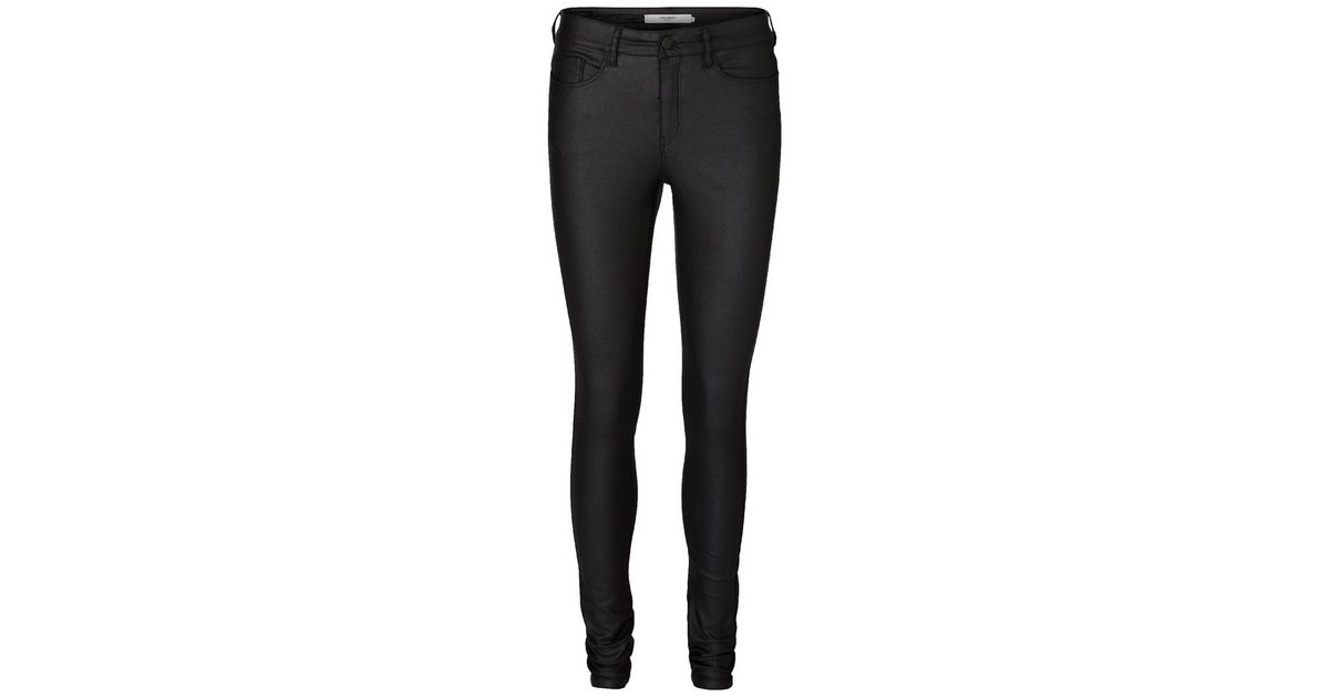 Vero Moda coated skinny jeans in black