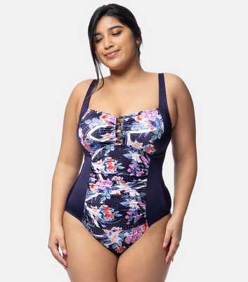Dorina Curves Blue Floral Shaping Swimsuit