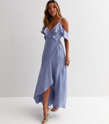 Cold shoulder hot sale wrap dress