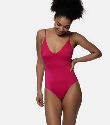 Dorina Bright Pink Plunge Strappy Swimsuit
