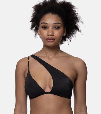 Dorina Black Asymmetric Lightly Padded Bikini Top New Look