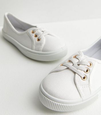 Girls white canvas on sale sneakers