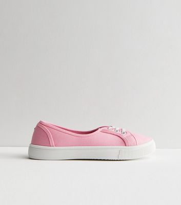 Lace Up Front Pink Non-Slip Canvas Shoes main image 1