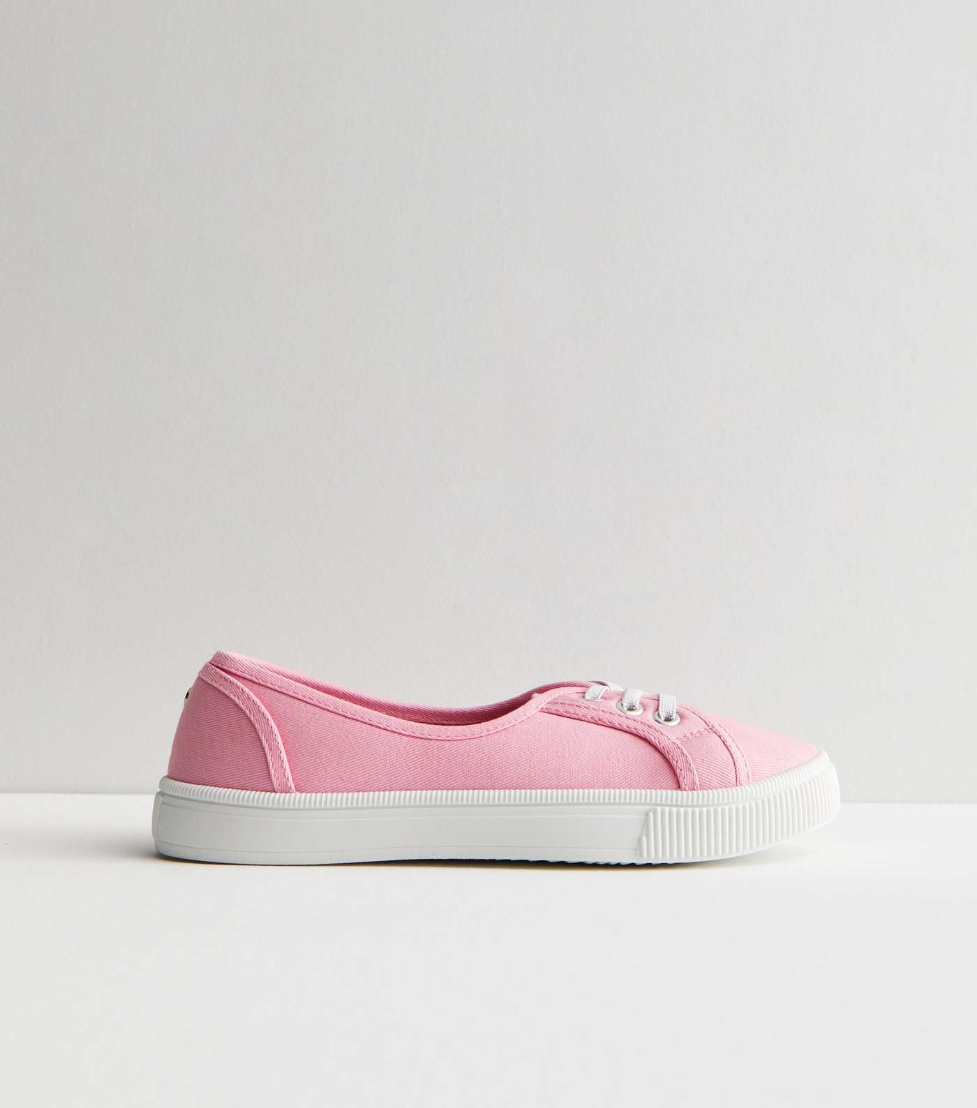 Pink Canvas Lace Front Trainers Image 3