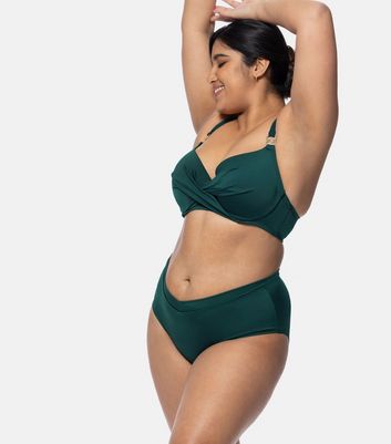 Dorina Curve Dark Green Midi Full Coverage Bikini Bottoms New Look