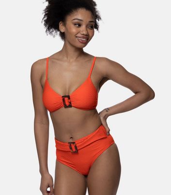 Dorina Bright Orange Buckle Front Bikini Top New Look