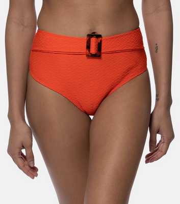 Dorina Bright Orange High Waist High Leg Buckle Bikini Bottoms