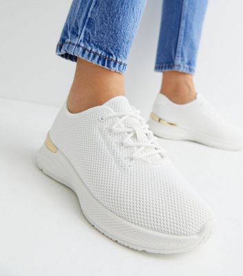 Womens white knit on sale sneakers