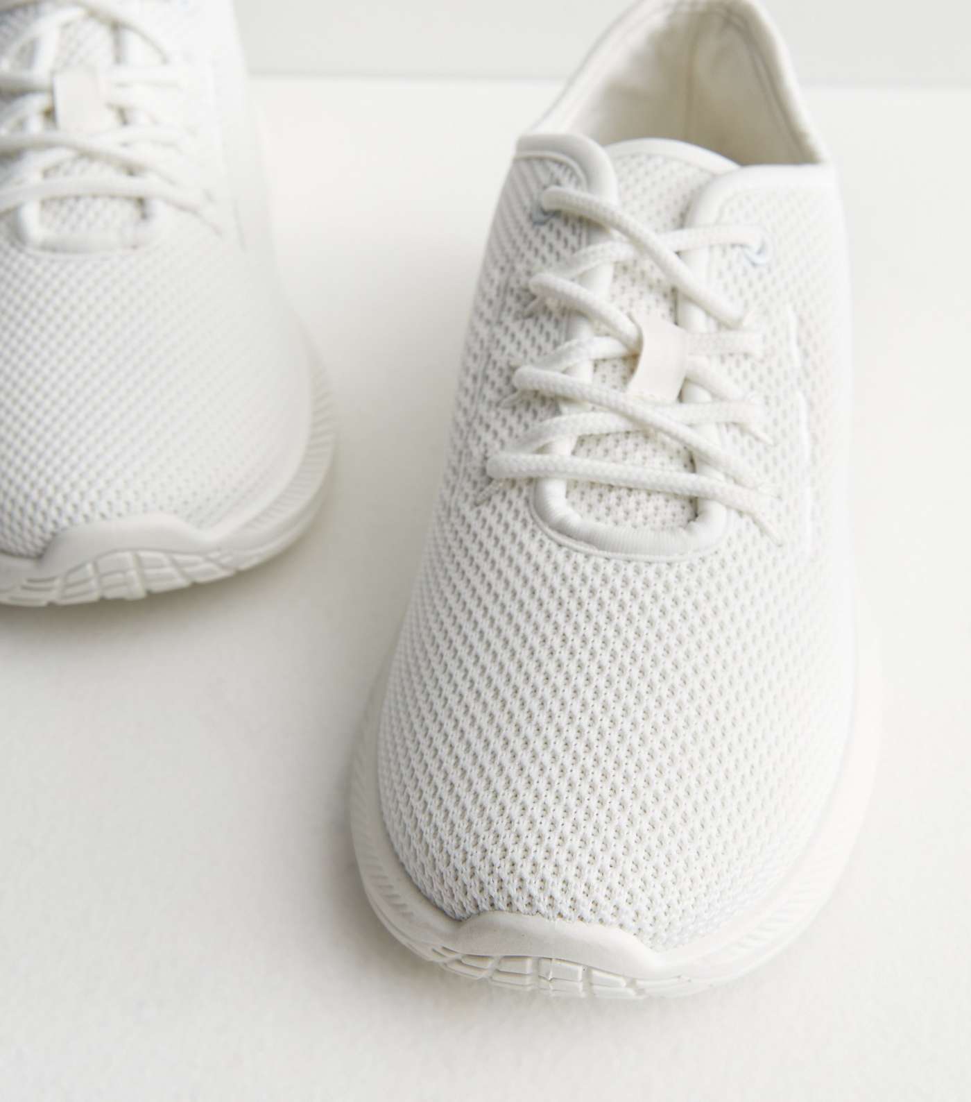 White Knit Metal Trim Lace Up Trainers | New Look