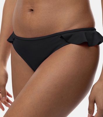 Dorina Black Frill Bikini Bottoms New Look