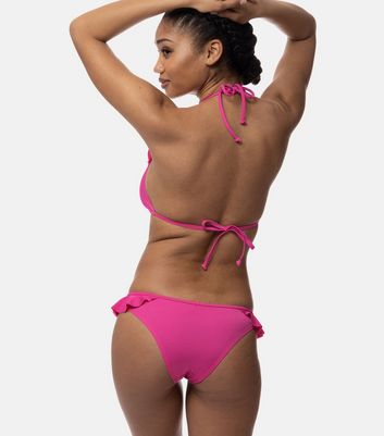 Dorina Bright Pink Frill Lightly Padded Triangle Bikini Top