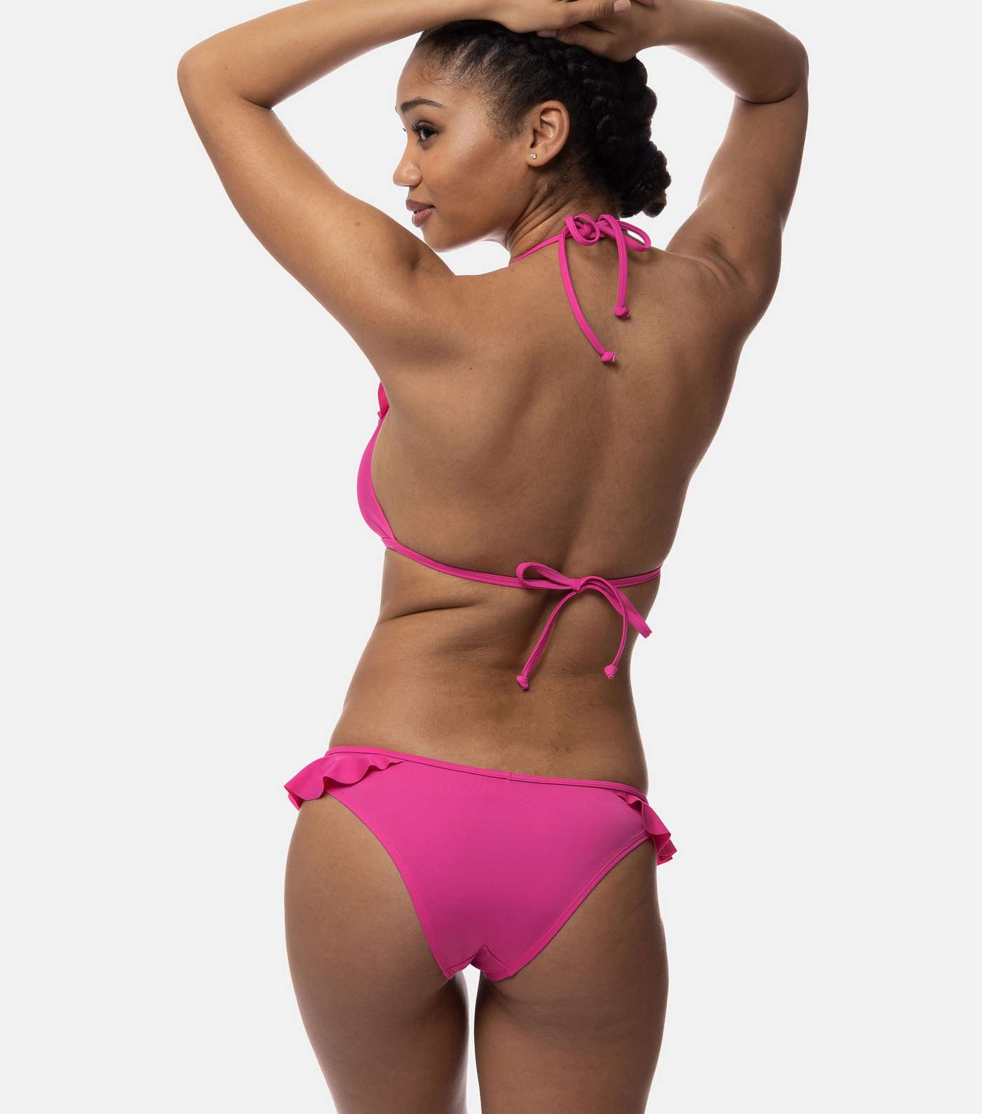 Dorina Bright Pink Frill Lightly Padded Triangle Bikini Top Image 3