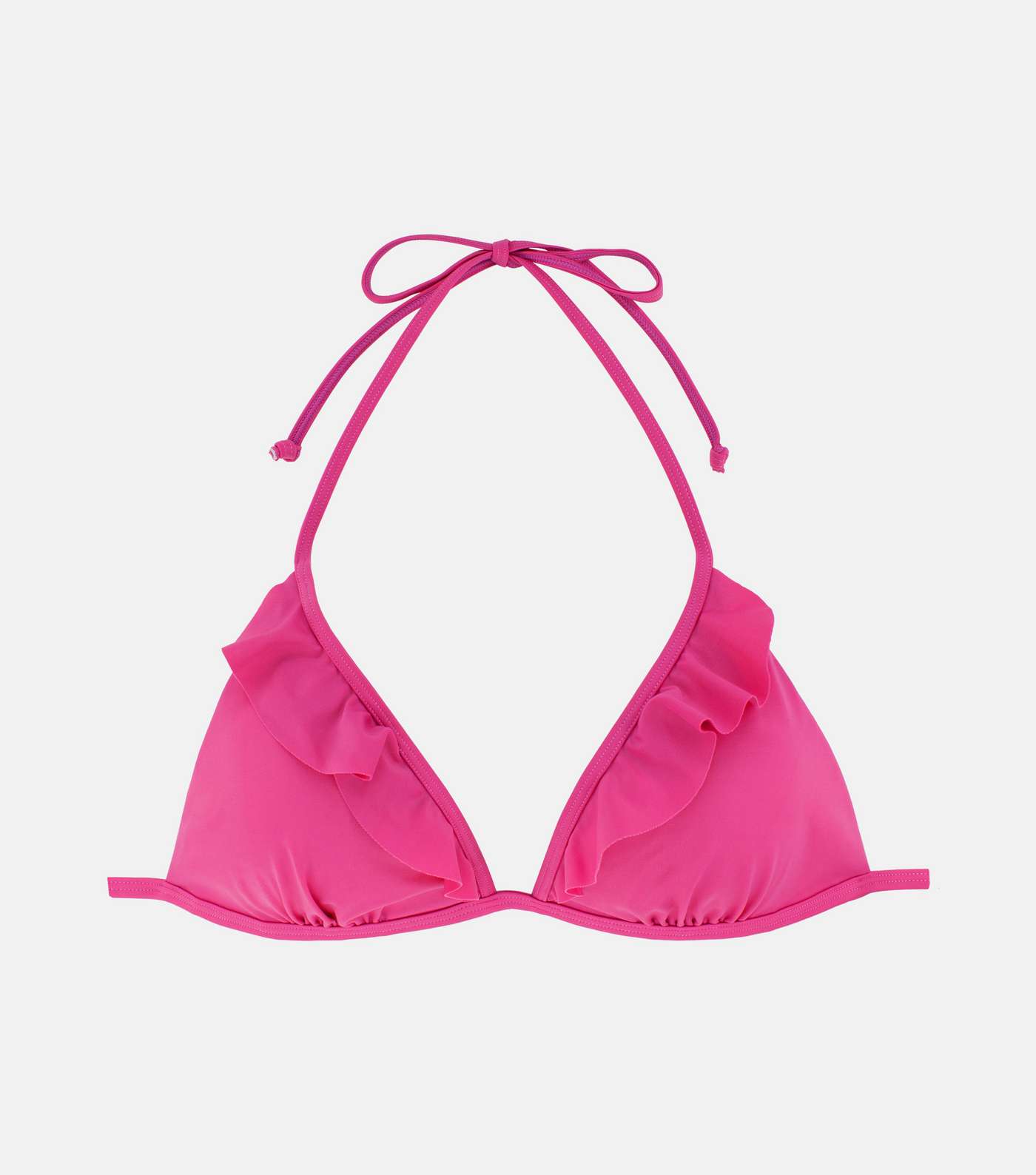 Dorina Bright Pink Frill Lightly Padded Triangle Bikini Top Image 5