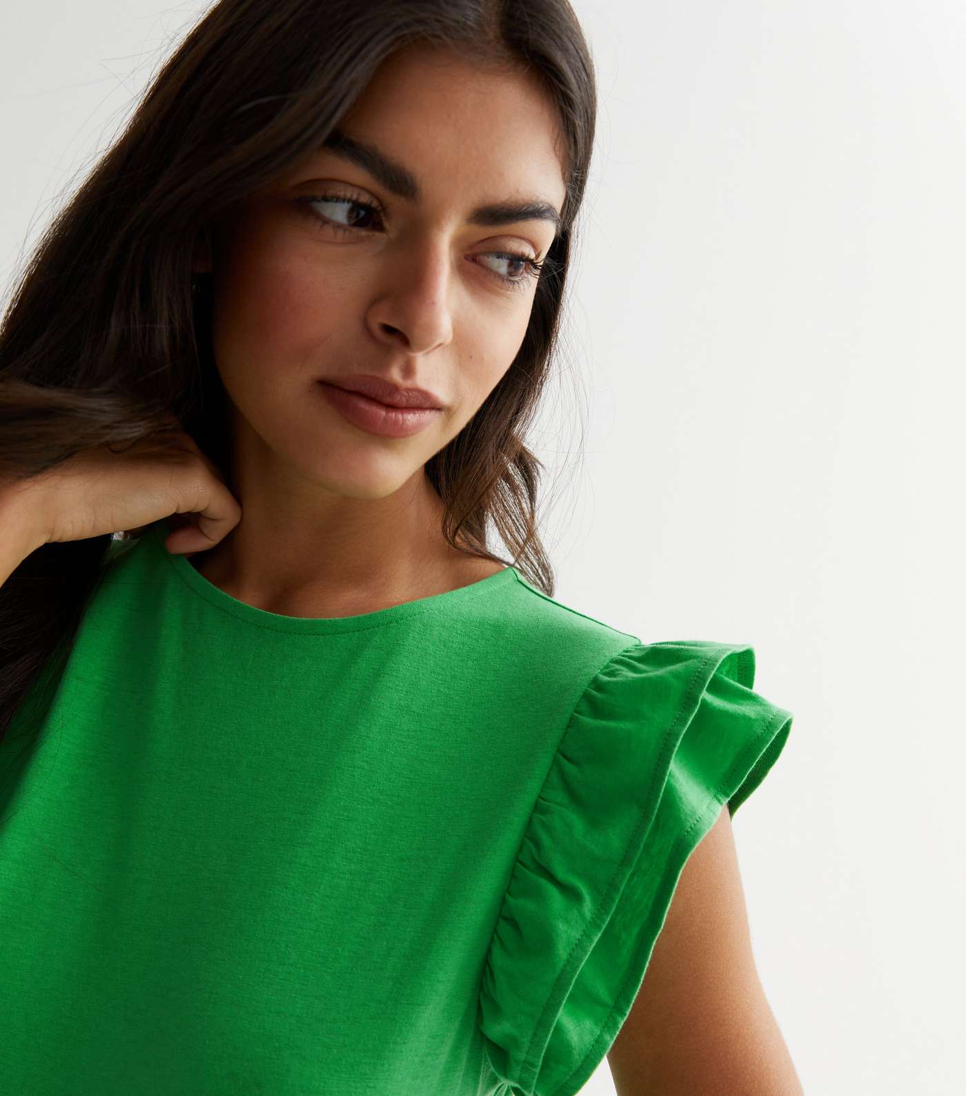 Green Cotton Frill Sleeve Vest Image 3