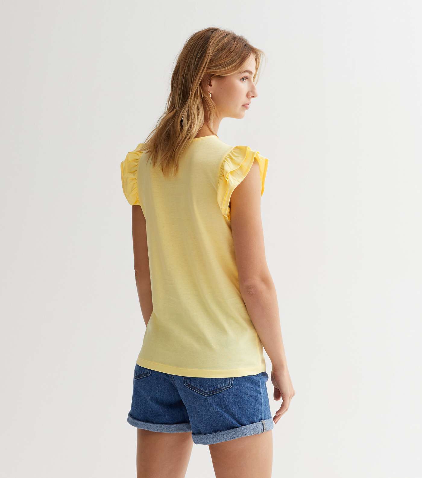 Yellow Cotton Frill Sleeve Vest Image 4