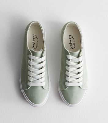 Mint Green Suedette Lace Up Trainers