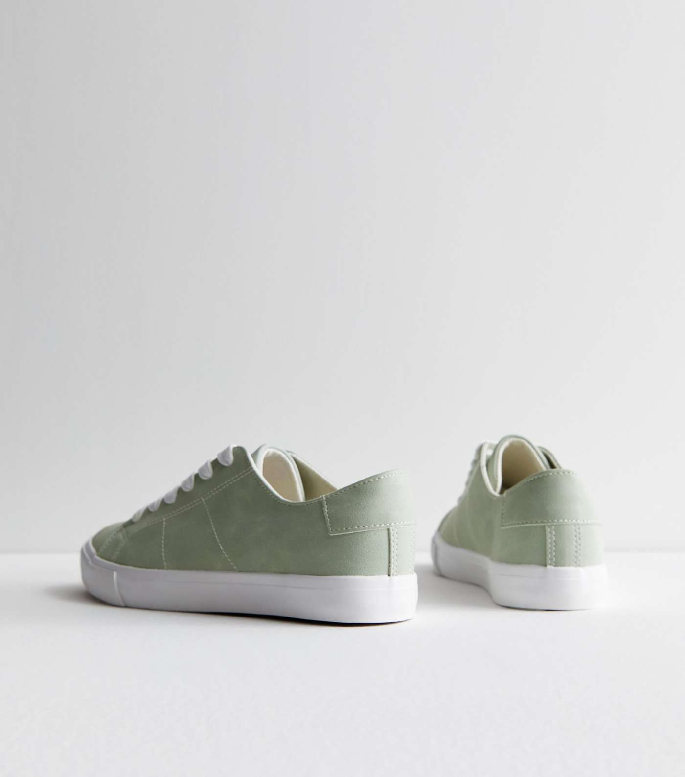 Mint Green Suedette Lace Up Trainers Image 4