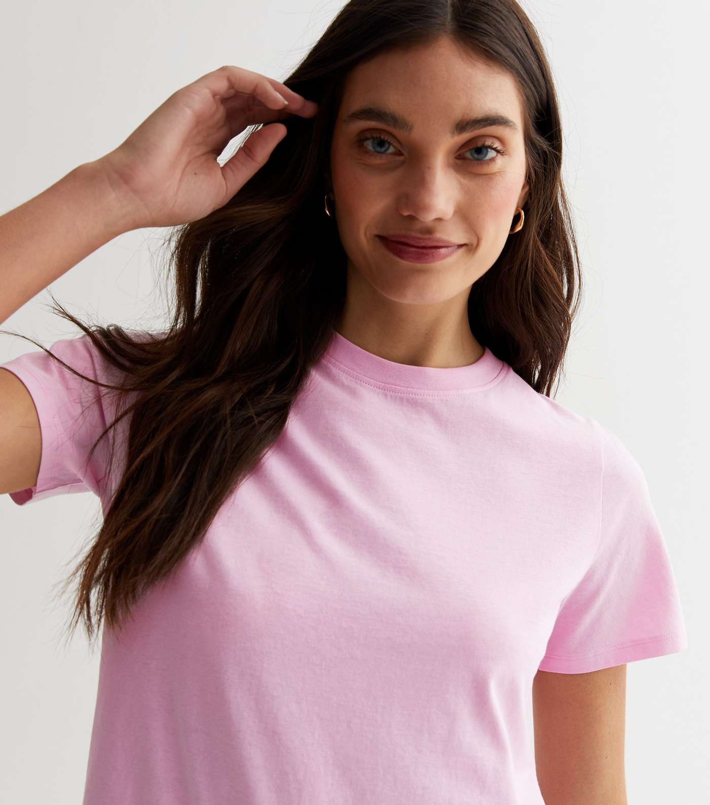 Pale Pink Cotton Crew Neck T-Shirt